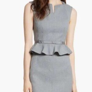 Ted Baker Nadaed Bow Detail Textured Peplum Dress, size 3, Like New